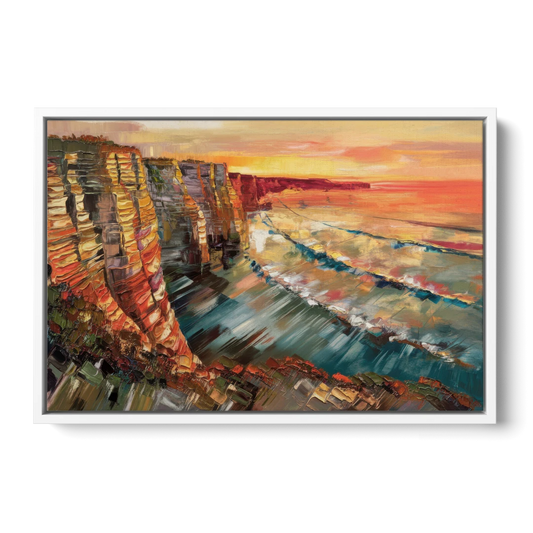 San Diego Sunset Cliffs - White Framed Canvas Wall Art - Front