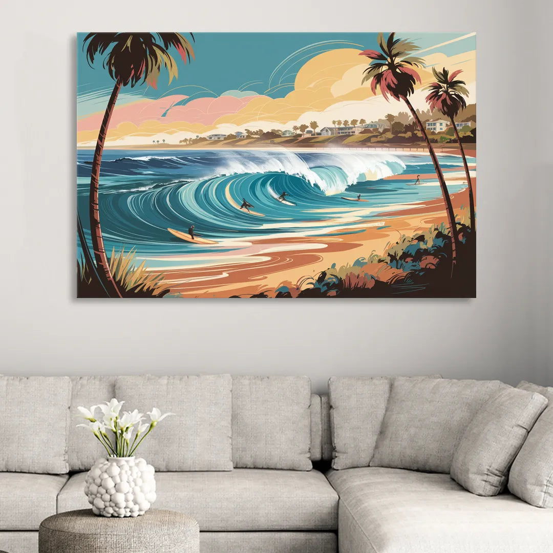 San Diego Surf Culture Sitting Room - Canvas Wall Art