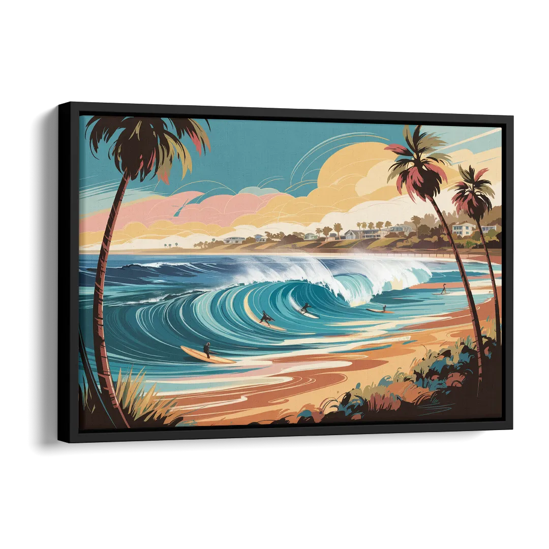 San Diego Surf Culture Side - Black Canvas Wall Art