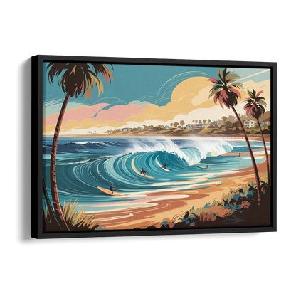 San Diego Surf Culture Side - Black Canvas Wall Art