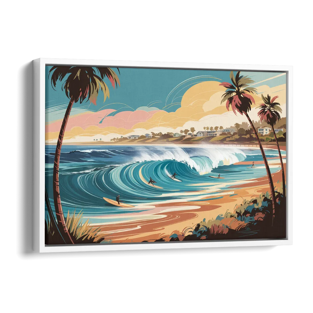 San Diego Surf Culture Side - White Canvas Wall Art