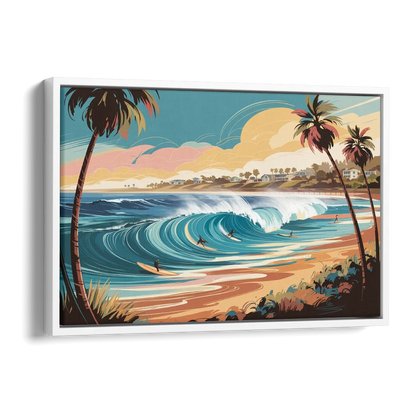 San Diego Surf Culture Side - White Canvas Wall Art