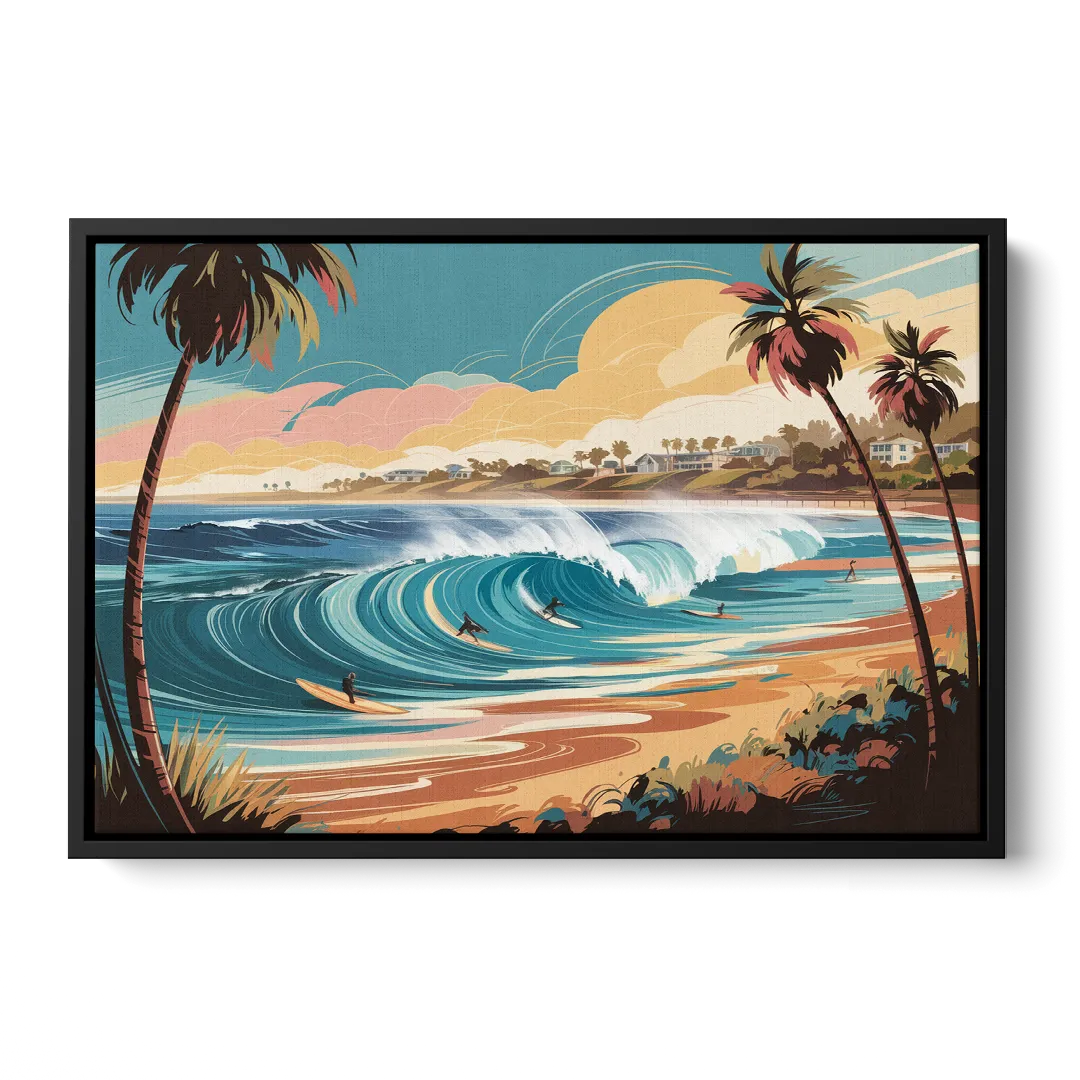 San Diego Surf Culture Front - Black Canvas Wall Art