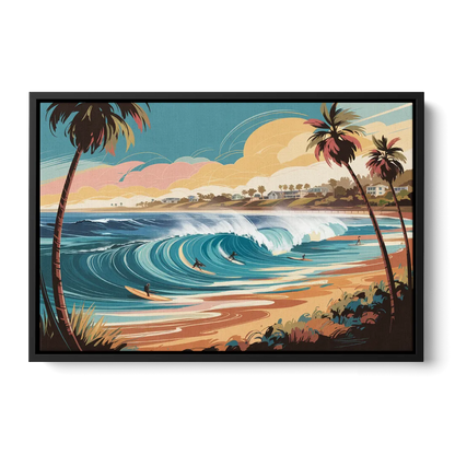 San Diego Surf Culture Front - Black Canvas Wall Art
