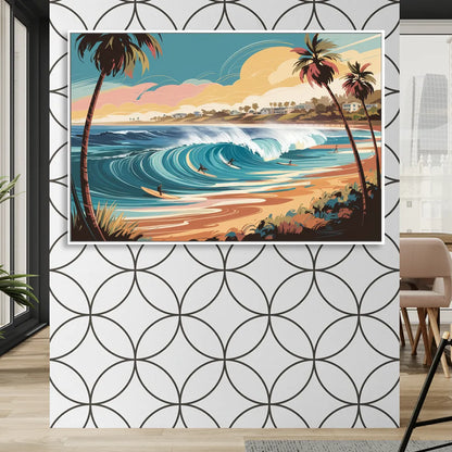 San Diego Surf Culture Sitting Room - White Canvas Wall Art