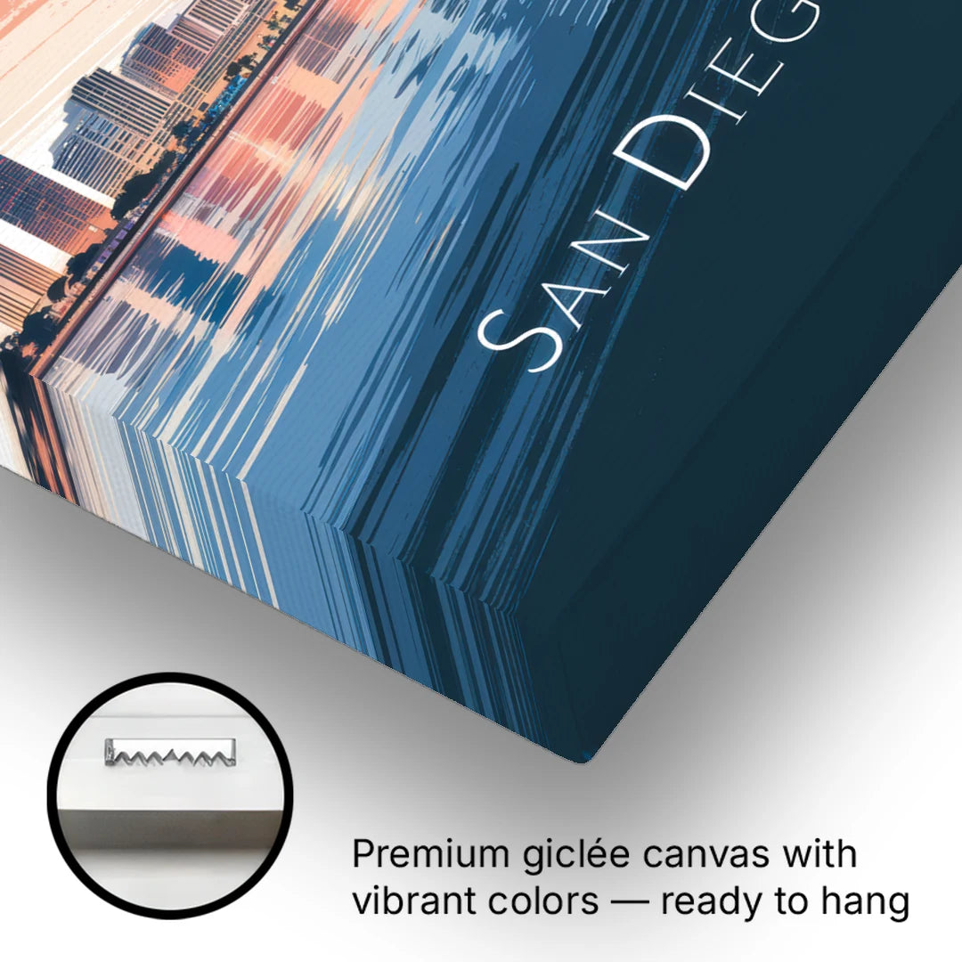 San Diego Urban Skyline - Canvas Wall Art - Gallery Wrap Corner