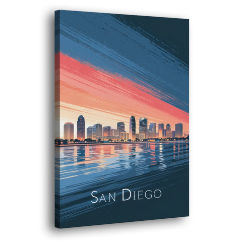 San Diego Urban Skyline - Canvas Wall Art - Side