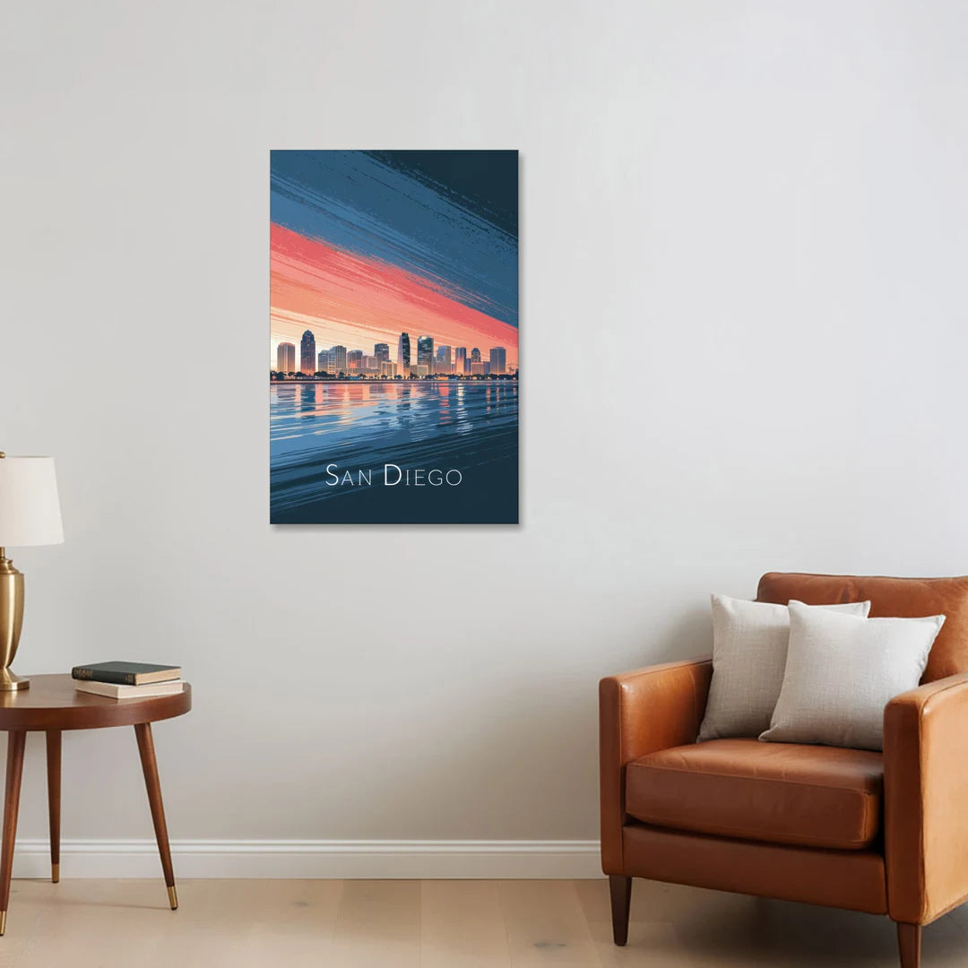 San Diego Urban Skyline - Canvas Wall Art - Sofa - 24x36