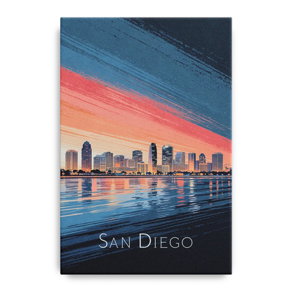 San Diego Urban Skyline Front - Canvas Wall Art