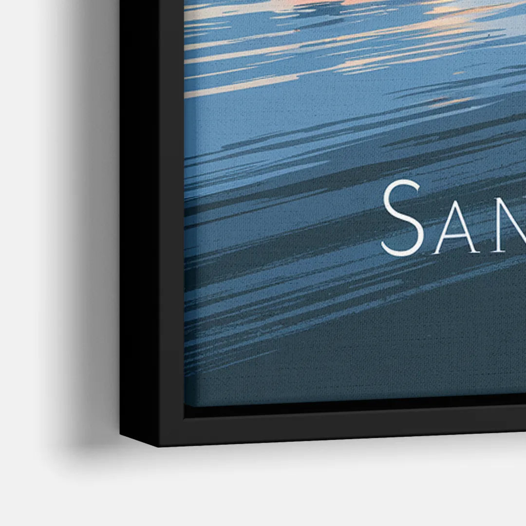 San Diego Urban Skyline - Close-Up Black Frame Canvas