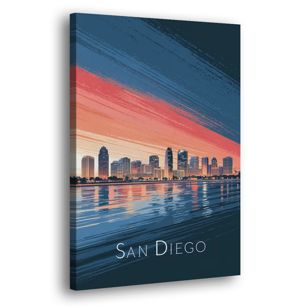 San Diego Urban Skyline Side - Canvas Wall Art