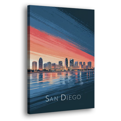 San Diego Urban Skyline Side - Canvas Wall Art