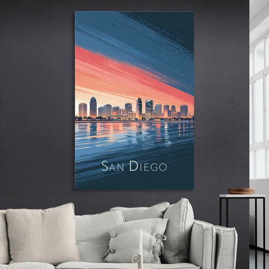 San Diego Urban Skyline Living Room - Canvas Wall Art