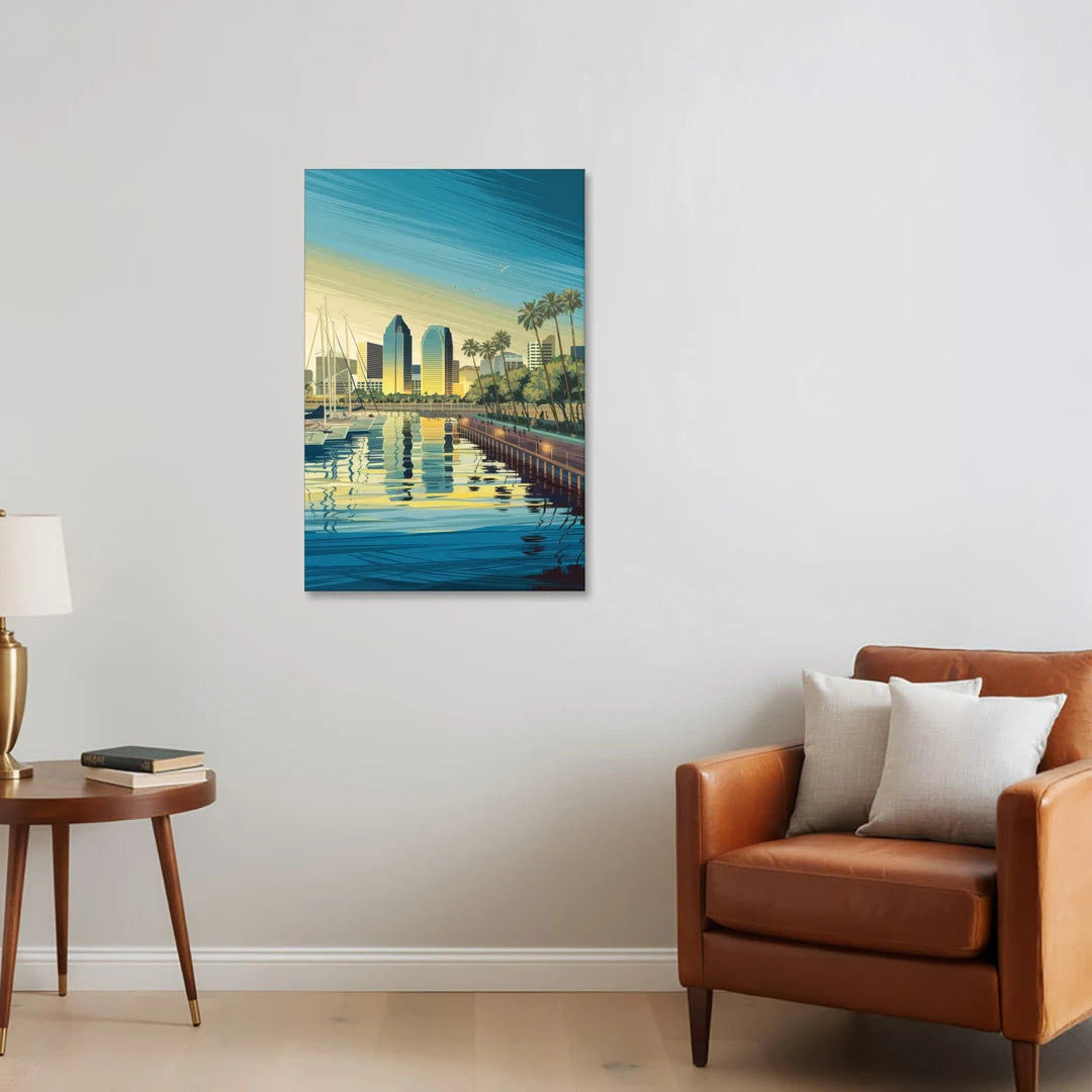San Diego Waterfront Serenity - Canvas Wall Art - Sofa - 24x36