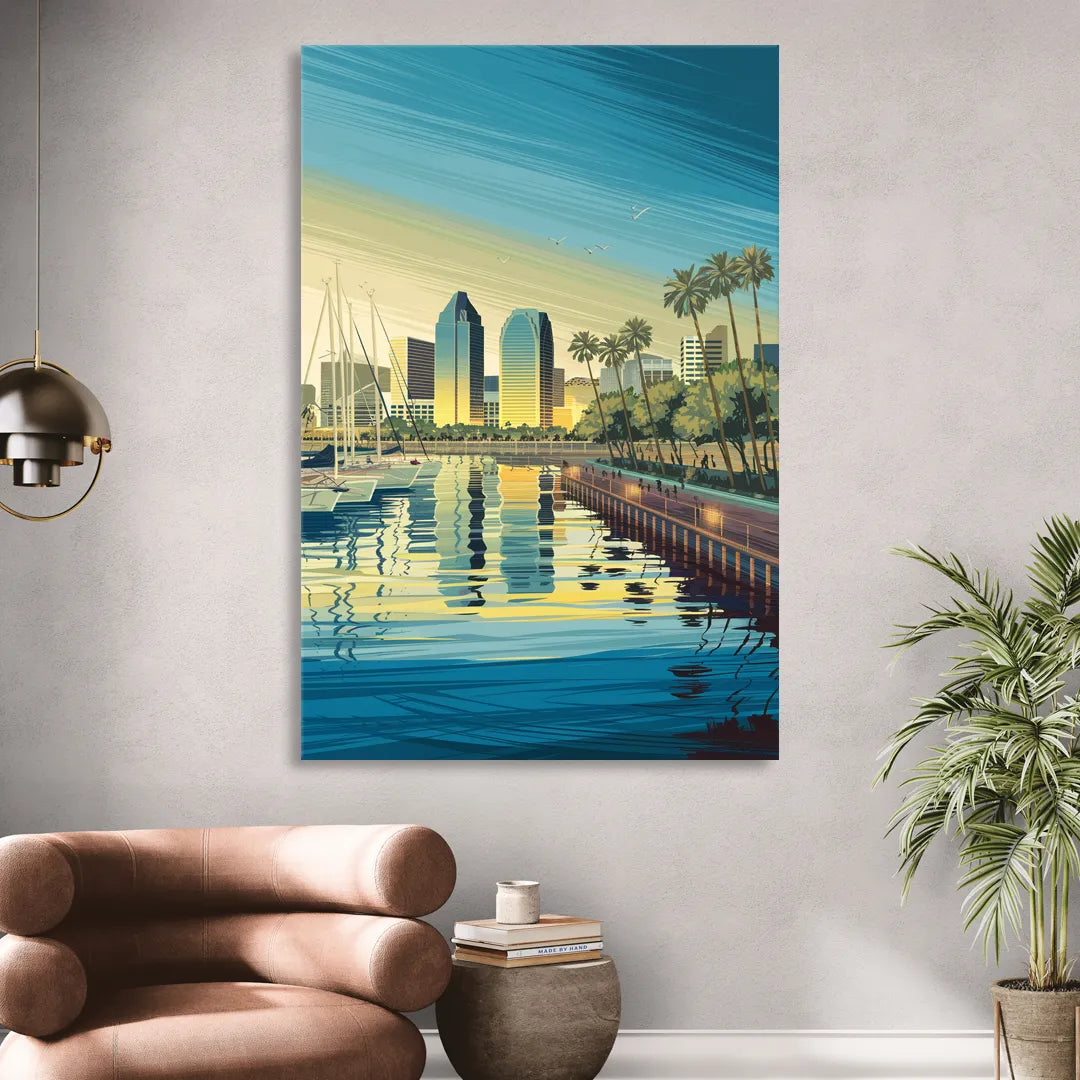 San Diego Waterfront Serenity Living Room - Canvas Wall Art