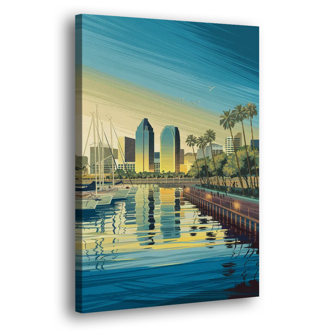 San Diego Waterfront Serenity Side - Canvas Wall Art