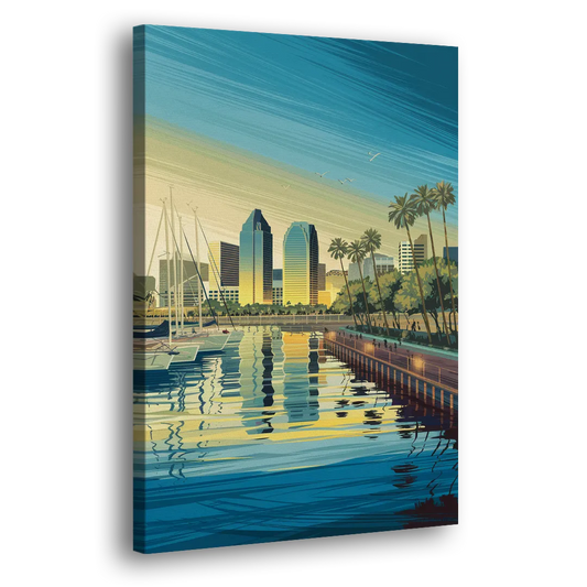 San Diego Waterfront Serenity Side - Canvas Wall Art