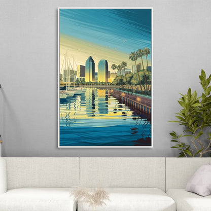 San Diego Waterfront Serenity Sitting Room - White Canvas Wall Art