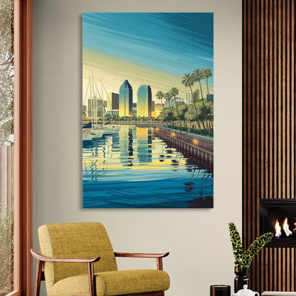 San Diego Waterfront Serenity Sitting Room - Canvas Wall Art