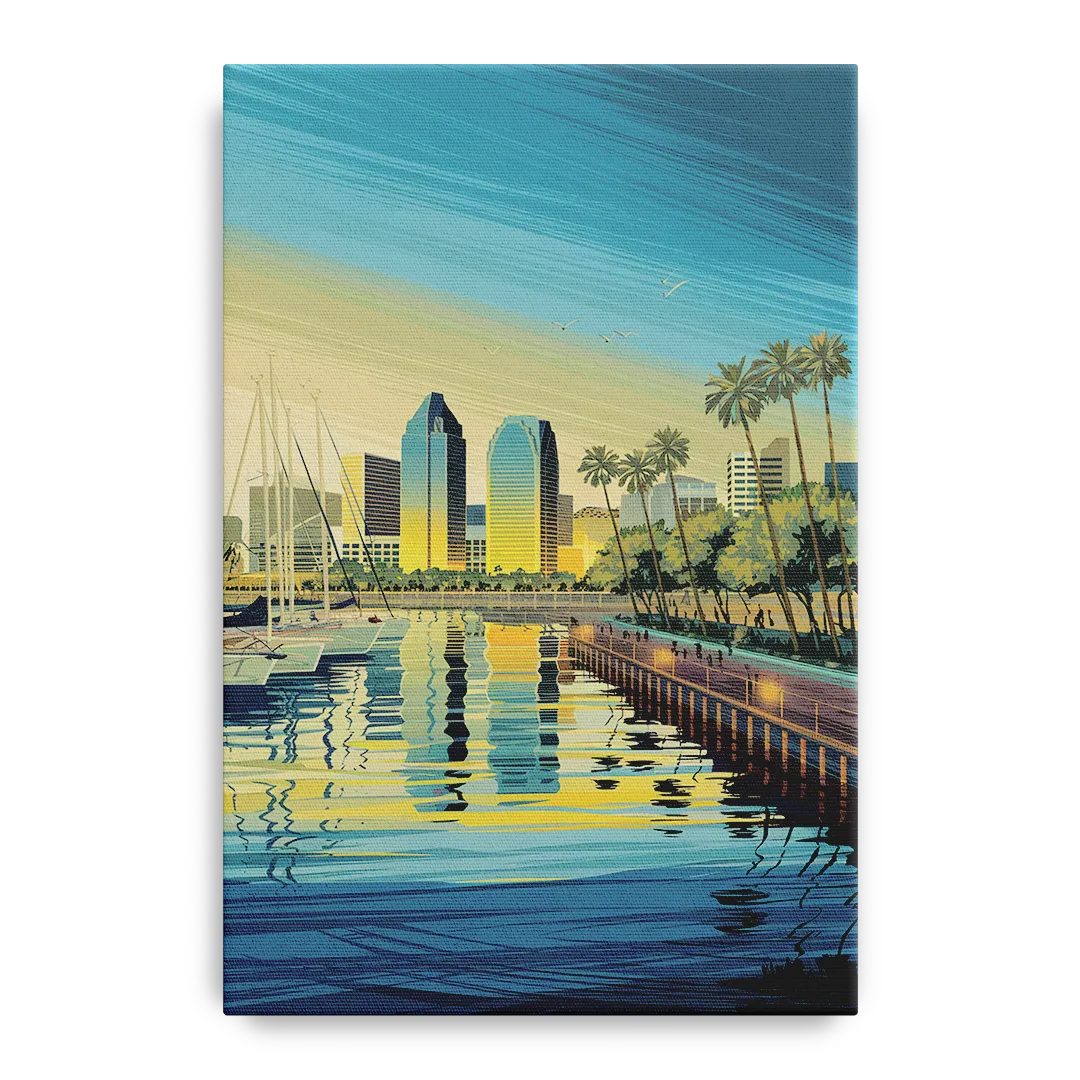 San Diego Waterfront Serenity Front - Canvas Wall Art