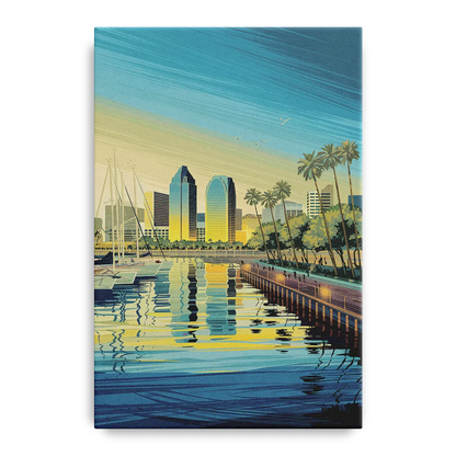 San Diego Waterfront Serenity Front - Canvas Wall Art