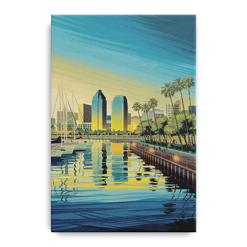 San Diego Waterfront Serenity Front - Canvas Wall Art