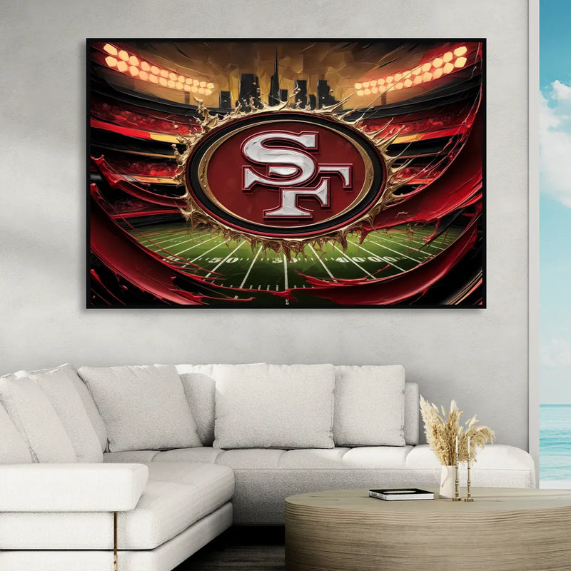 San Francisco 49Ers Team Pride Sitting Room - Black Canvas Wall Art