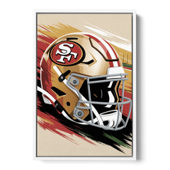 San Francisco 49ers Abstract Impressionistic Wall Art - White Framed Canvas Wall Art - Front