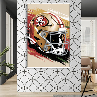San Francisco 49ers Abstract Impressionistic Wall Art Sitting Room - White Canvas Wall Art