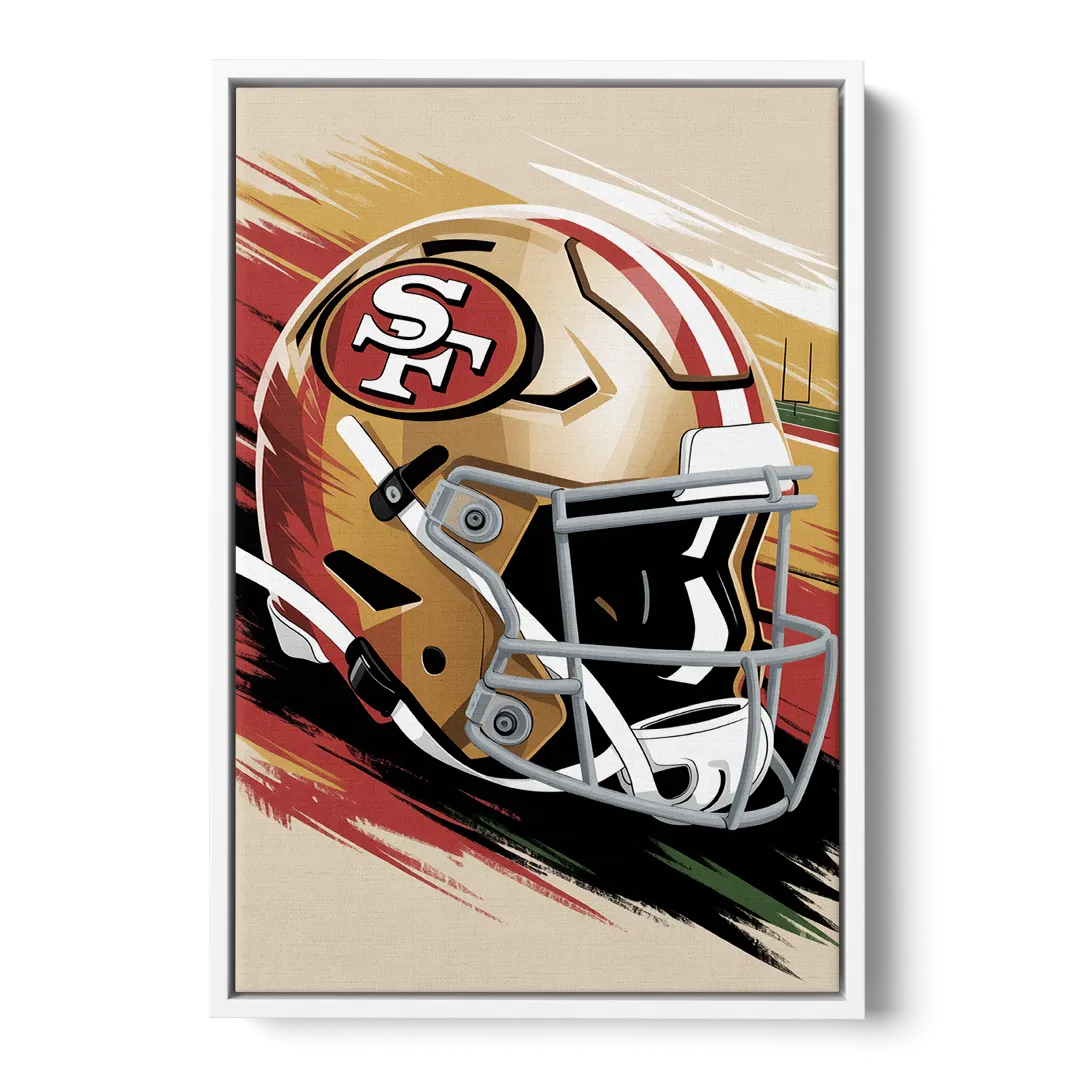 San Francisco 49ers Abstract Impressionistic Wall Art - White Frame Canvas