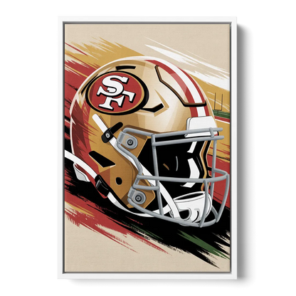 San Francisco 49ers Abstract Impressionistic Wall Art - White Frame Canvas