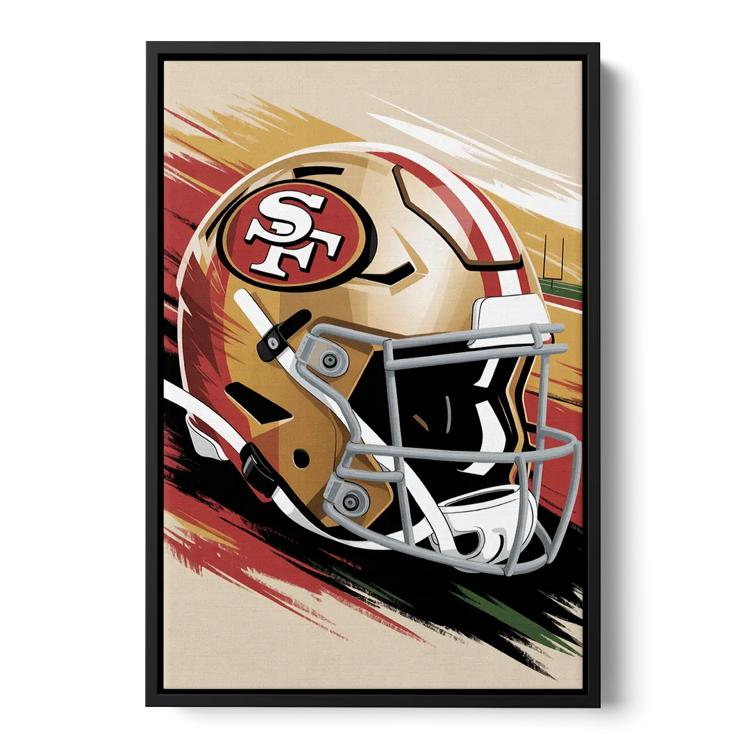 San Francisco 49ers Abstract Impressionistic Wall Art Front - Black Canvas Wall Art