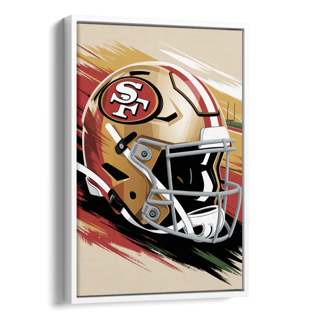 San Francisco 49ers Abstract Impressionistic Wall Art Side - White Canvas Wall Art