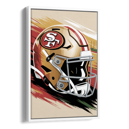 San Francisco 49ers Abstract Impressionistic Wall Art Side - White Canvas Wall Art