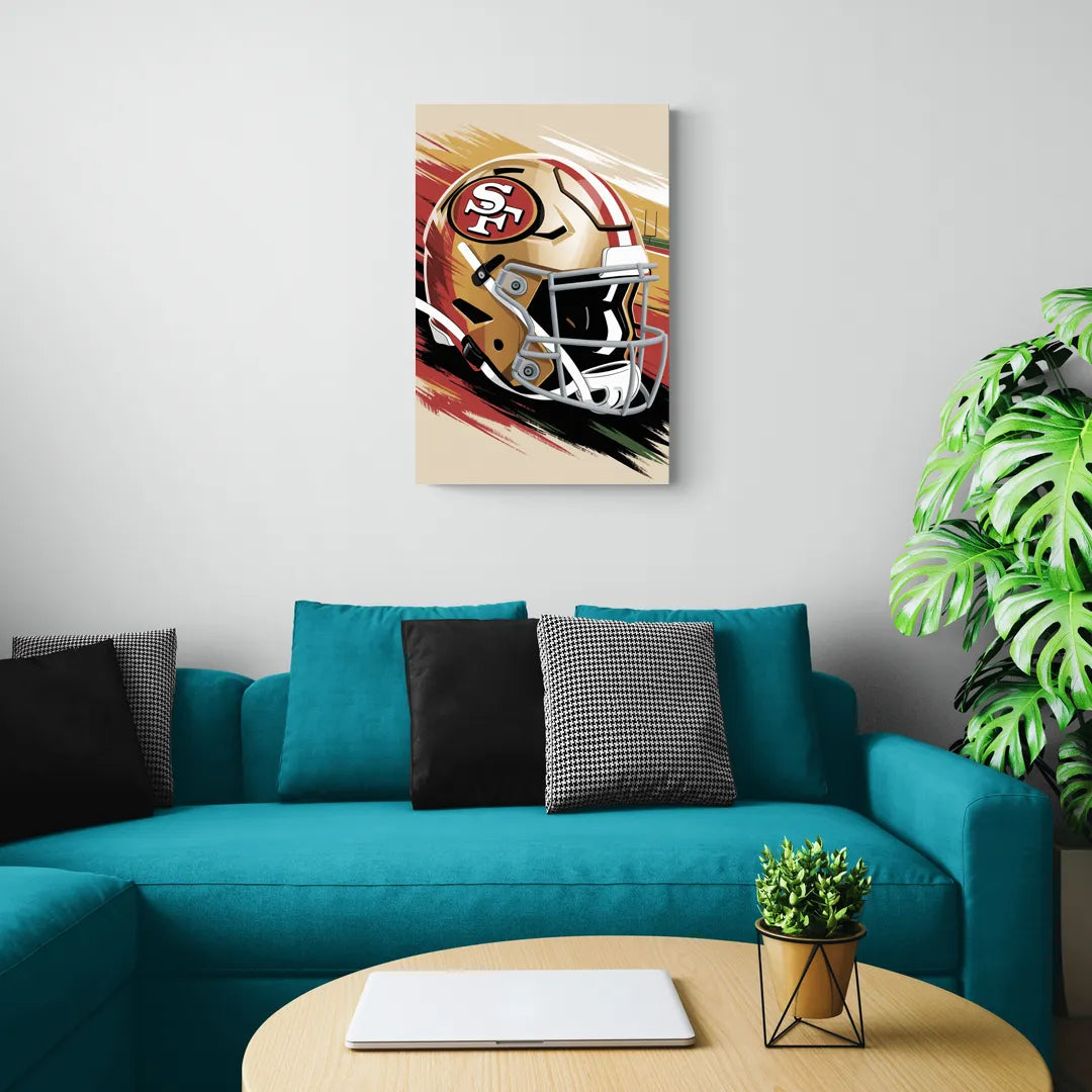 San Francisco 49ers Abstract Impressionistic Wall Art - Canvas Wall Art Living Room