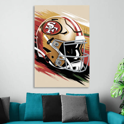 San Francisco 49ers Abstract Impressionistic Wall Art Living Room - Canvas Wall Art