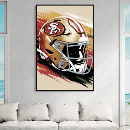 San Francisco 49ers Abstract Impressionistic Wall Art Sitting Room - Black Canvas Wall Art