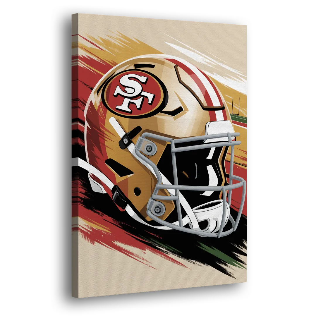 San Francisco 49ers Abstract Impressionistic Wall Art Side - Canvas Wall Art