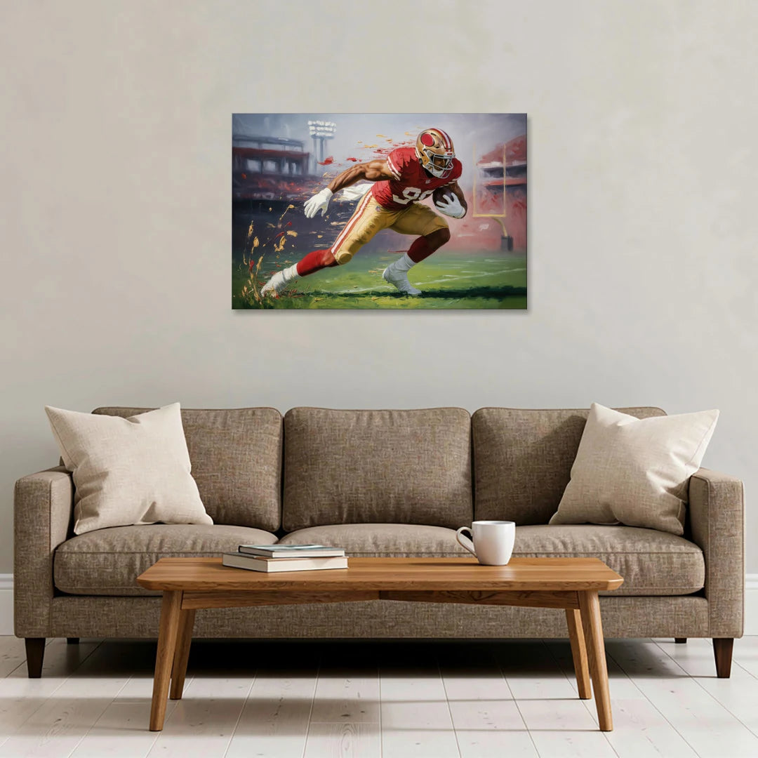 San Francisco 49ers Dynamic Impressionistic Action Art - Canvas Wall Art - Sofa - 36x24
