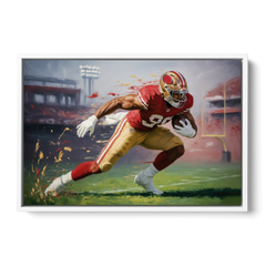 San Francisco 49ers Dynamic Impressionistic Action Art - White Framed Canvas Wall Art - Front