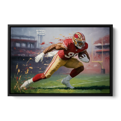 San Francisco 49ers Dynamic Impressionistic Action Art - Black Frame Canvas