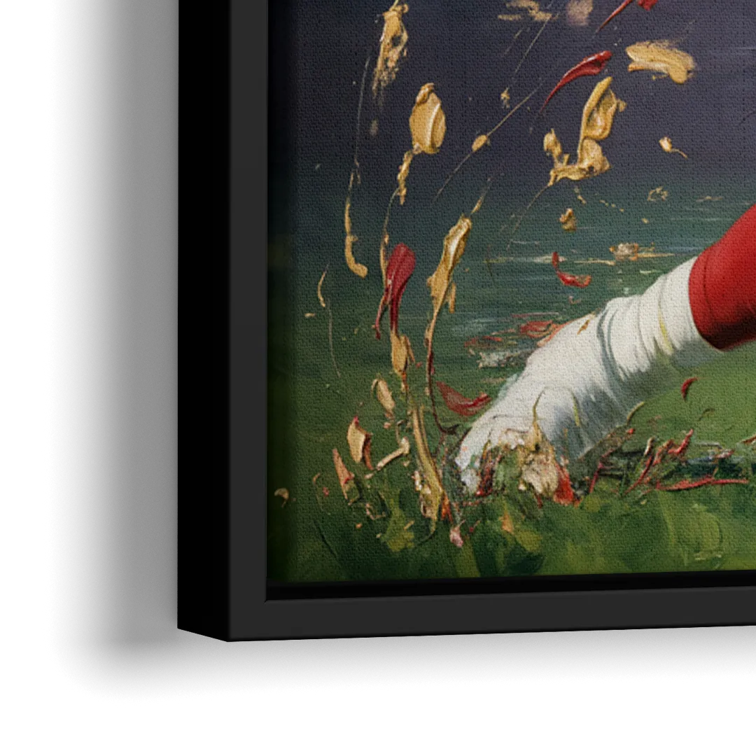 San Francisco 49ers Dynamic Impressionistic Action Art - Close-Up Black Frame Canvas