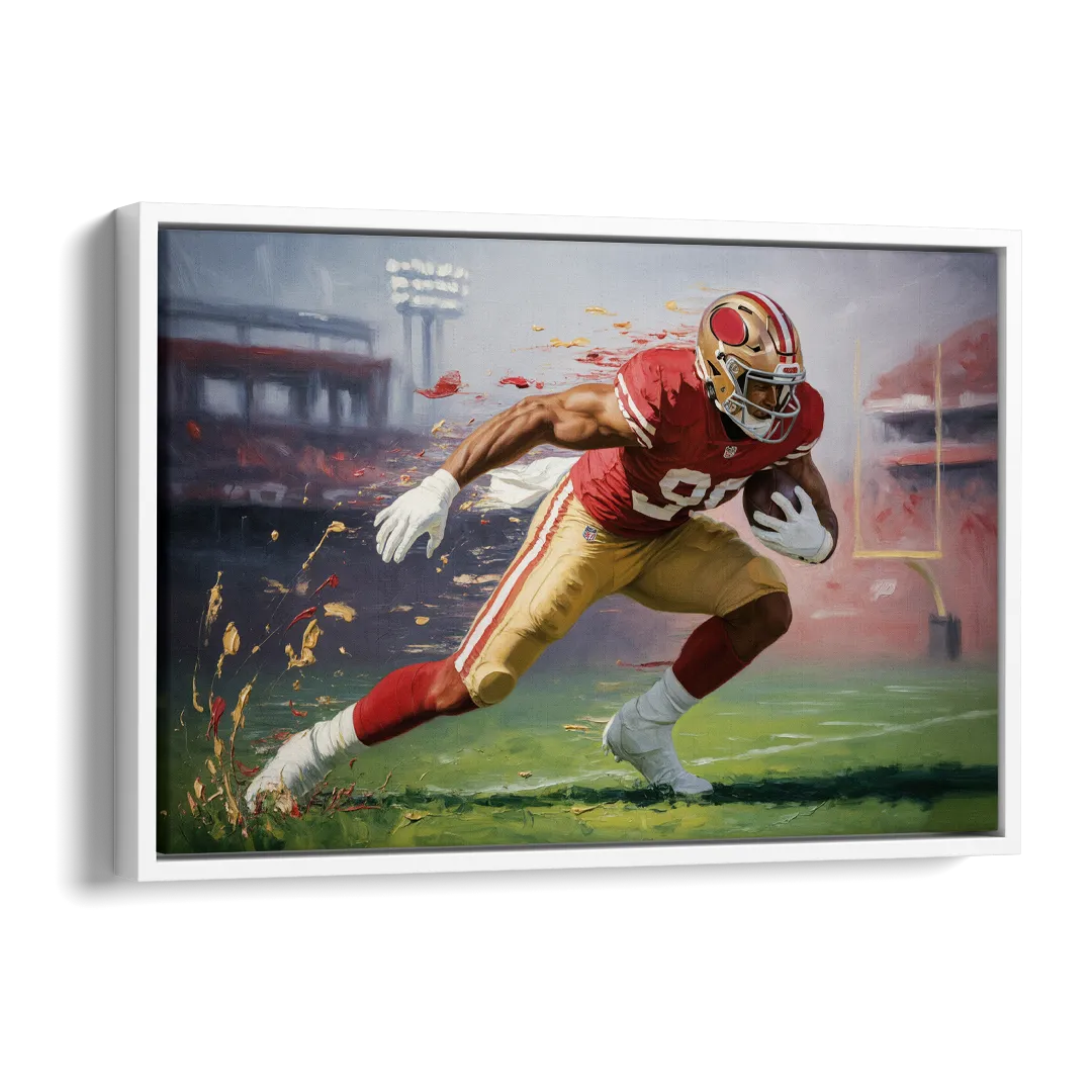 San Francisco 49ers Dynamic Impressionistic Action Art Side - White Canvas Wall Art