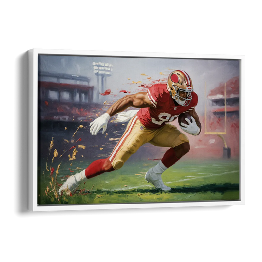 San Francisco 49ers Dynamic Impressionistic Action Art Side - White Canvas Wall Art