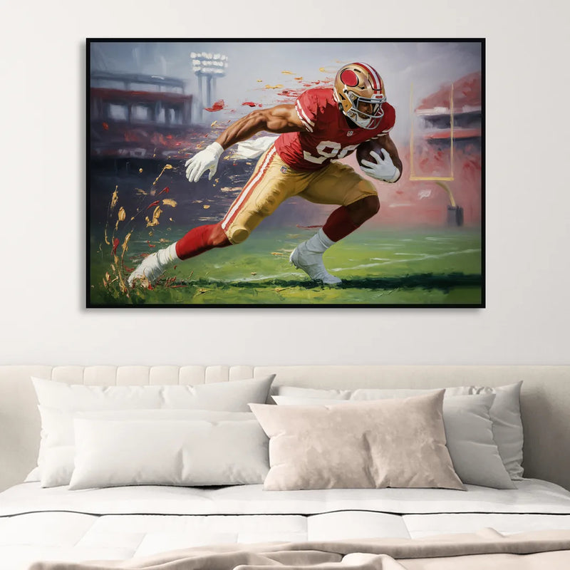 San Francisco 49ers Dynamic Impressionistic Action Art Sitting Room - Black Canvas Wall Art