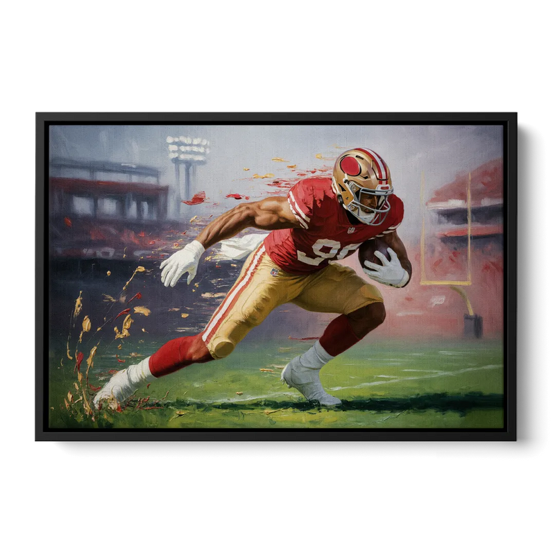 San Francisco 49ers Dynamic Impressionistic Action Art Front - Black Canvas Wall Art