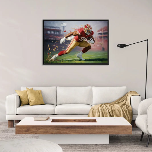 San Francisco 49ers Dynamic Impressionistic Action Art - Living Room Black Frame Canvas