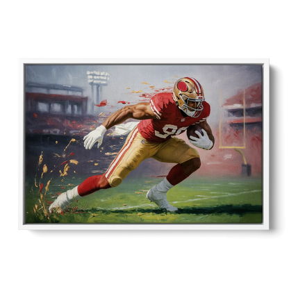 San Francisco 49ers Dynamic Impressionistic Action Art - White Frame Canvas