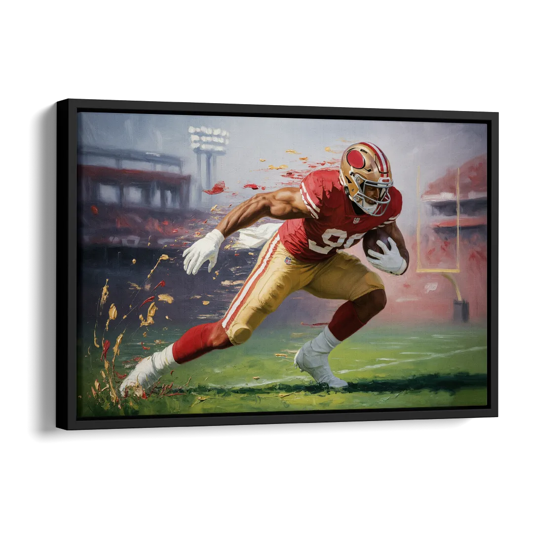 San Francisco 49ers Dynamic Impressionistic Action Art Side - Black Canvas Wall Art