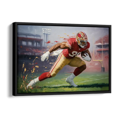 San Francisco 49ers Dynamic Impressionistic Action Art Side - Black Canvas Wall Art